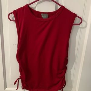 Dark Red tank top with ruched ties